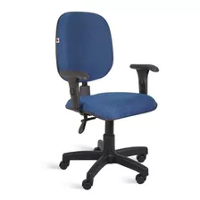 Cadeira Diretor Back System Braços Tecido Azul Com Preto