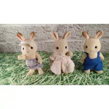 Lote De Três Bonecos (coelhos) Sylvanian Familie Epoch