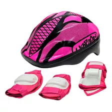 Casco + Kit Protección Patinaje Niña Niño Negro Economico