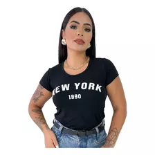 Kit 3 Blusas Feminina T-shrt Estampa New York