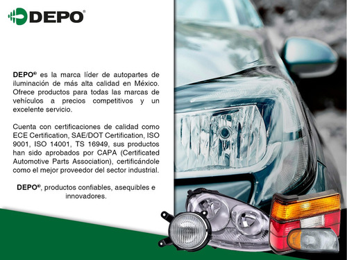 Faro Der Liso Elctrico S/motor Peugeot 206 03 Al 09 Depo Foto 5