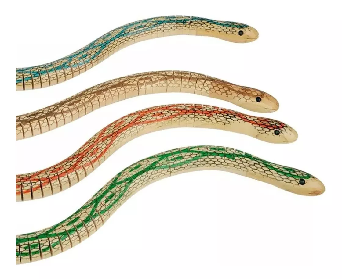 04 Cobras Serpente Mardeira Articulada Brinquedo Pegadinha