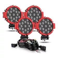 4 Faros Led Redondo 7 Pulgadas 51w 5100lm Camioneta Jeep Atv