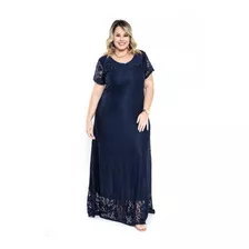 Roupa Feminina Plus Size Vestido Longo Renda Para Gordinha