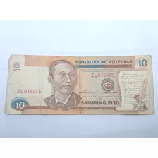 Billete De República De Filipinas 10 Sampung Piso 