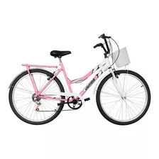 Bicicleta Aro 26 Ultra Bike Summer Bicolor Com 6 Marchas Cor Rosa Bebê - Branco