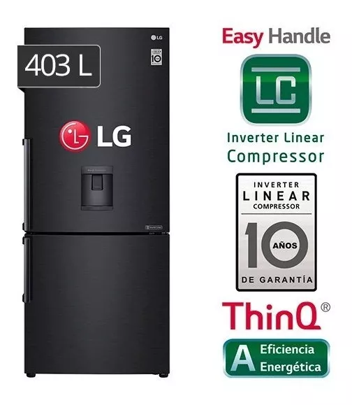 Refrigeradora Matte Black Con Inverter LG Nueva