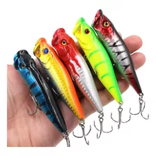 Kit 5 Isca Artificial Superficie Popper 9cm Tucunaré Traíra