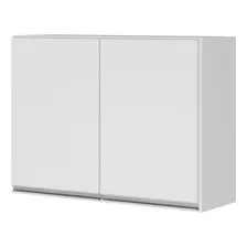 Armário Aéreo Multiuso Lux 80cm 100% Mdf 02 Portas Branco