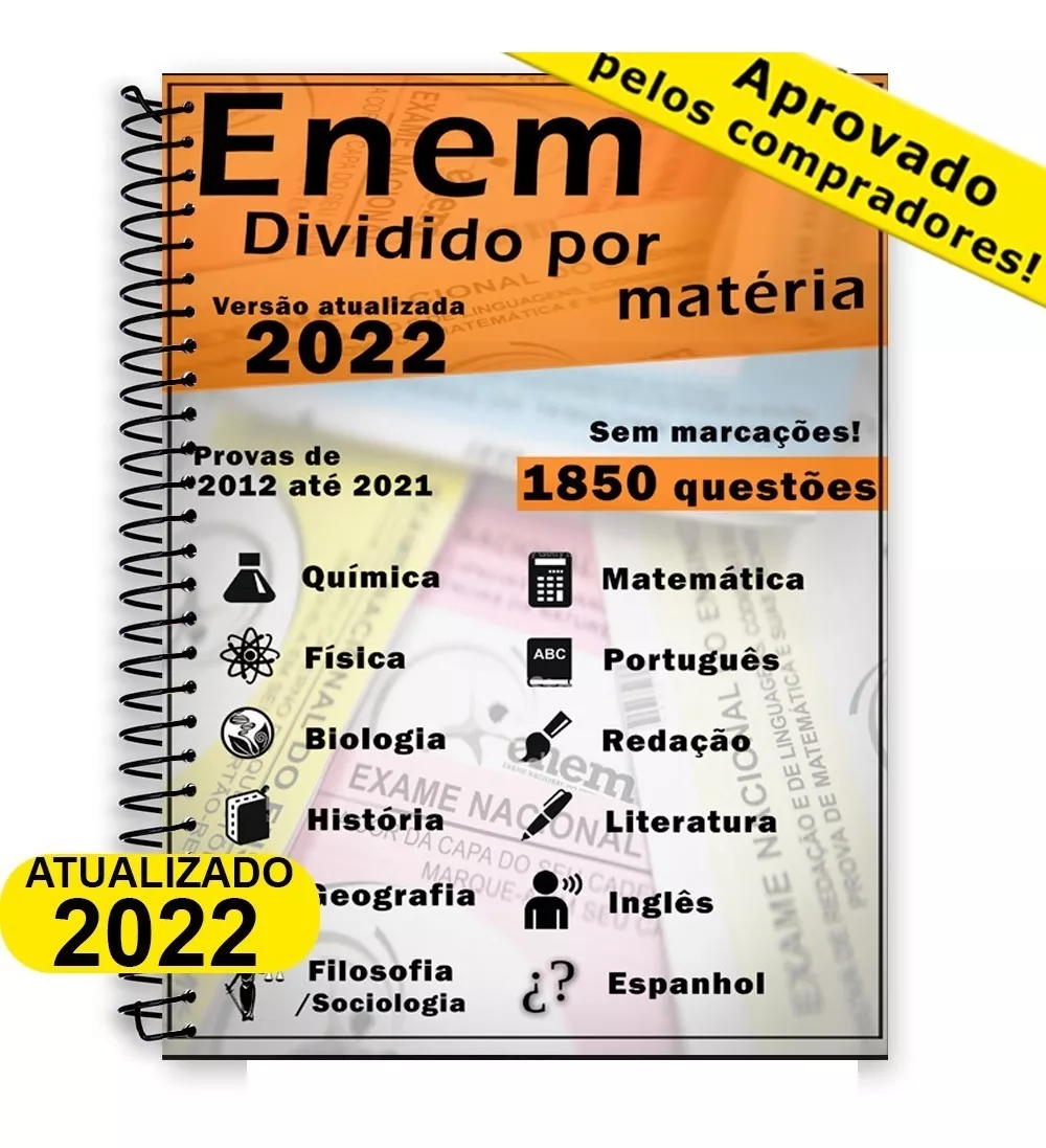Enem 2022 Provas Divididas Por Matéria 2012 A 2021 Questões