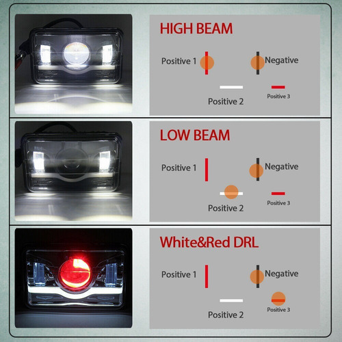 Faro Led Halo De ngel Rectangular P/luces Altas/bajas 4x6'' Foto 7