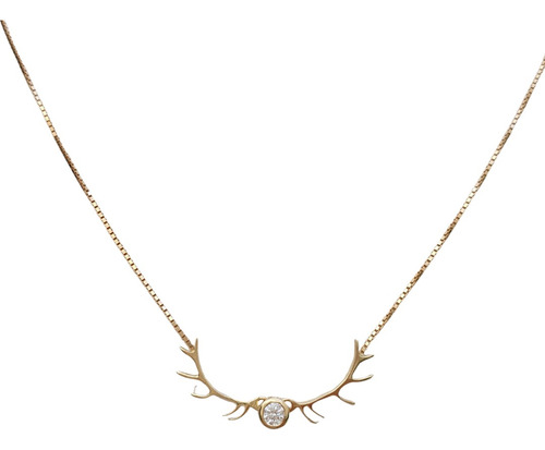 Colar Animale Oro Claudia Jatahy Alce De Ouro Com Diamante Amarelo