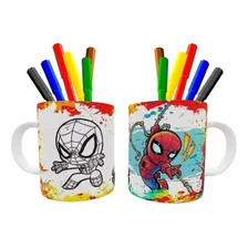 Caneca Para Colorir Brinde Canetinha Infantil Criança Oferta