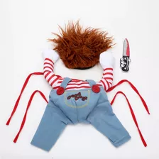 Roupa Pet Fantasia Chucky Haloween Cosplay Dia Bruxas Tam Xl