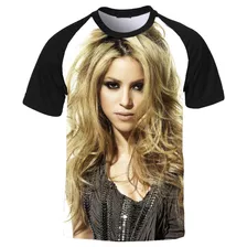 Camiseta Raglan Shakira Cantora Colombiana Close Pop S02