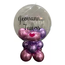 Balão Transparente Personalizado Bubble Com Nome E Bexiga 