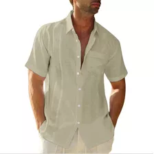 Camiseta De Manga Corta Con Estampado De Guayabera Para Homb