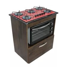 Kit Balcão Salvia Ipê Cooktop 5 Bocas E Forno Elétrico 48l