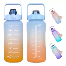 Botella De Agua Deportiva Hidratación Motivacional 2 Litros