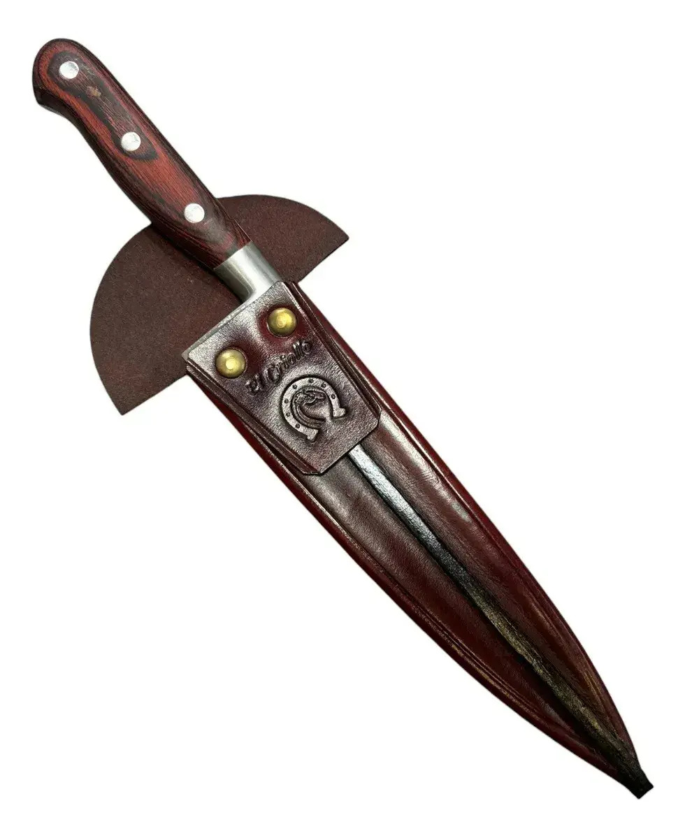 Cuchillo El Criollo Hoja Trento 7'' Inox Cabo Madera + Vaina Marrón