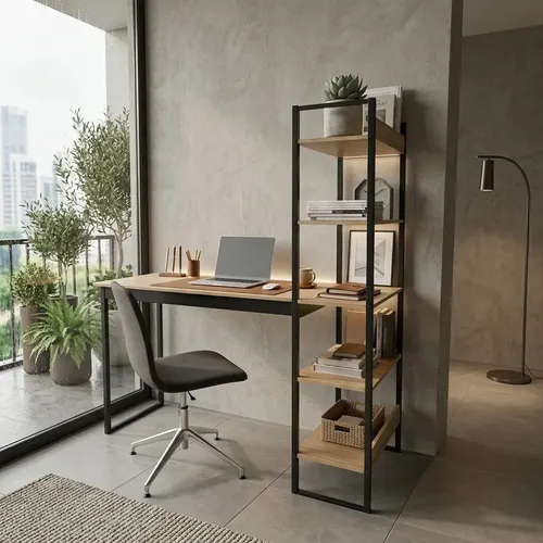 Escrivaninha Funcional Com Estante Ideal Para Home Office Mel