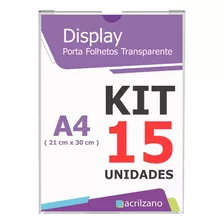 15 Display Parede Porta Folha A4 Em Petg + Fita Adesiva