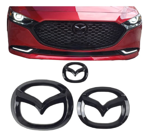 Kit 3 Emblemas Mazda 3 2019 2020 2021 2022 2023 Sedan / Hb Foto 5
