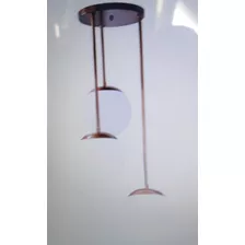 Lustre Pendente Luminária Cobre Bola De Vidro Triplo C/tubo