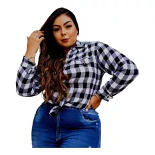 Camisa Blusa Flanela Xadrez Feminina Festa Plus Size Festa