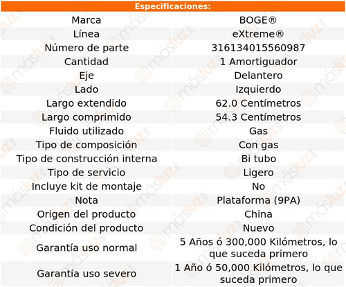 1- Amortiguador Gas Delantero Izq Cayenne 08/10 Boge Extreme Foto 2