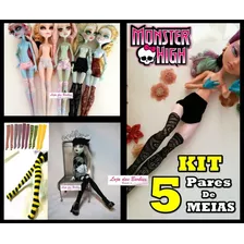 Kit 5 Pares De Meias P/ Boneca Monster High Ever After Roupa