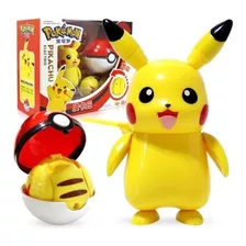 Pikachu Pokemon - Entra Na Pokebola Articulado Na Caixa