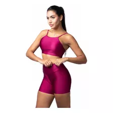 Conjunto Fitness Top+ Short Roupa Para Academia Brilho Gloss