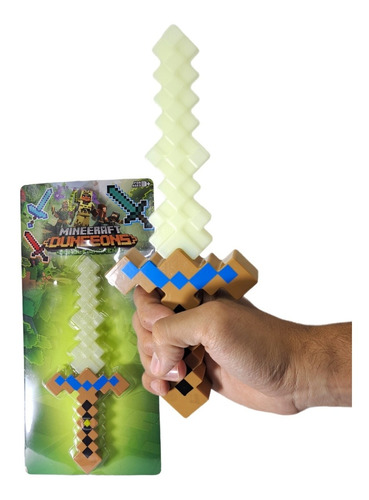 Espada Pico Tridente Juguete Minecraft 20cm Luz Y Sonido