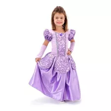 Fantasia Princesa Sofia Vestido Longo Com Luvas 