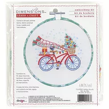 Kit De Bordado De Bicicleta Navideña, 6 D, Multicolor...