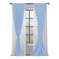 Juego De Cortinas Aline 4 Paños 145x160 En Modo Hogar