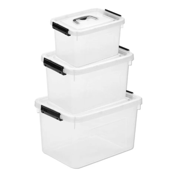 Kit 3 Organizadores De Escritório, Brinquedoteca E Quarto Transparente