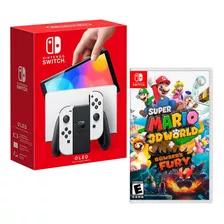 Nintendo Switch Oled Blanco + Mario 3d World Bowsers Fury