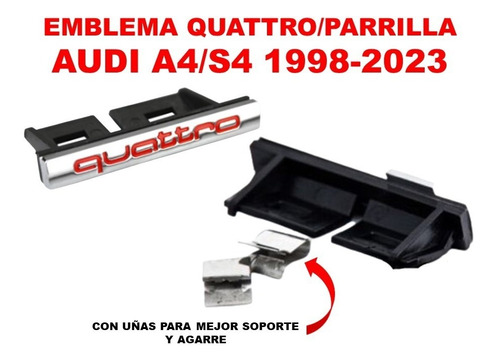 Emblema Quattro/parrilla Audi A4/s4 1998-2023 Crom/rojo Foto 3