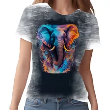 Camiseta Camisa Estampada Elefante Fogo Ilustração Moda 1