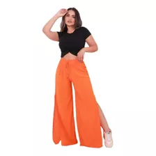 Calça Isis Pantalona De Viscose Soltinha Corte Reto Lateral