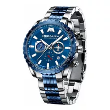 Reloj Hombre Megalith 8212 Cuarzo Pulso Azul En Acero