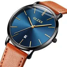 Ypf Olevs Reloj De Pulsera Para Hombre De Cuarzo De Piel Sin