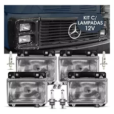 Kit Farol Caminhão Cara Preta Mercedes Benz 1313 Ano 1983 A 1992 Original Fortluz Completo + Lampadas