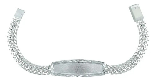 Esclava Plata 925 Doble Cadena Cubana Placa Lisa 20cm Unisex - Imagen 1