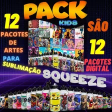 Pack Com 12 Pacotes De Artes Para Sublimação Em Squeeze 