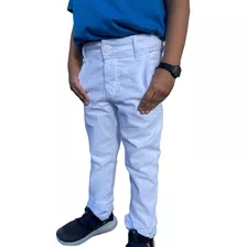 Calça Jeans Infantil Branca Masculina Menino Com Elastano 