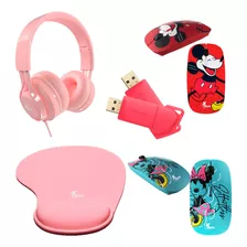Audífonos, Pendrive, Pad Mouse Y Mouse Diseño(mickey Minnie)