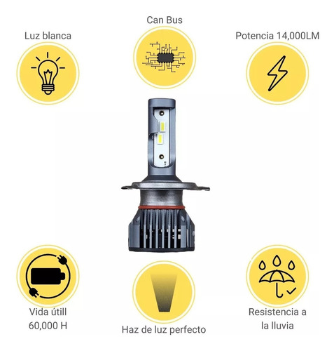 Kit Focos Led H4 Luz Alta Y Baja 14,000lm Para Volkswagen Foto 8